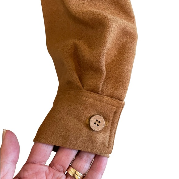 VINTAGE COLDWATER CREEK FAUX SUEDE JACKET/SHACKET, Camel Brown, See Measurements - Picture 10 of 14